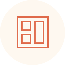 An icon of a several squares in a template design.